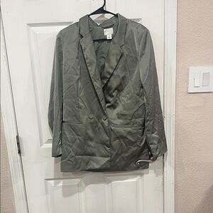 H&M Olive Green Double-Breasted Blazer
